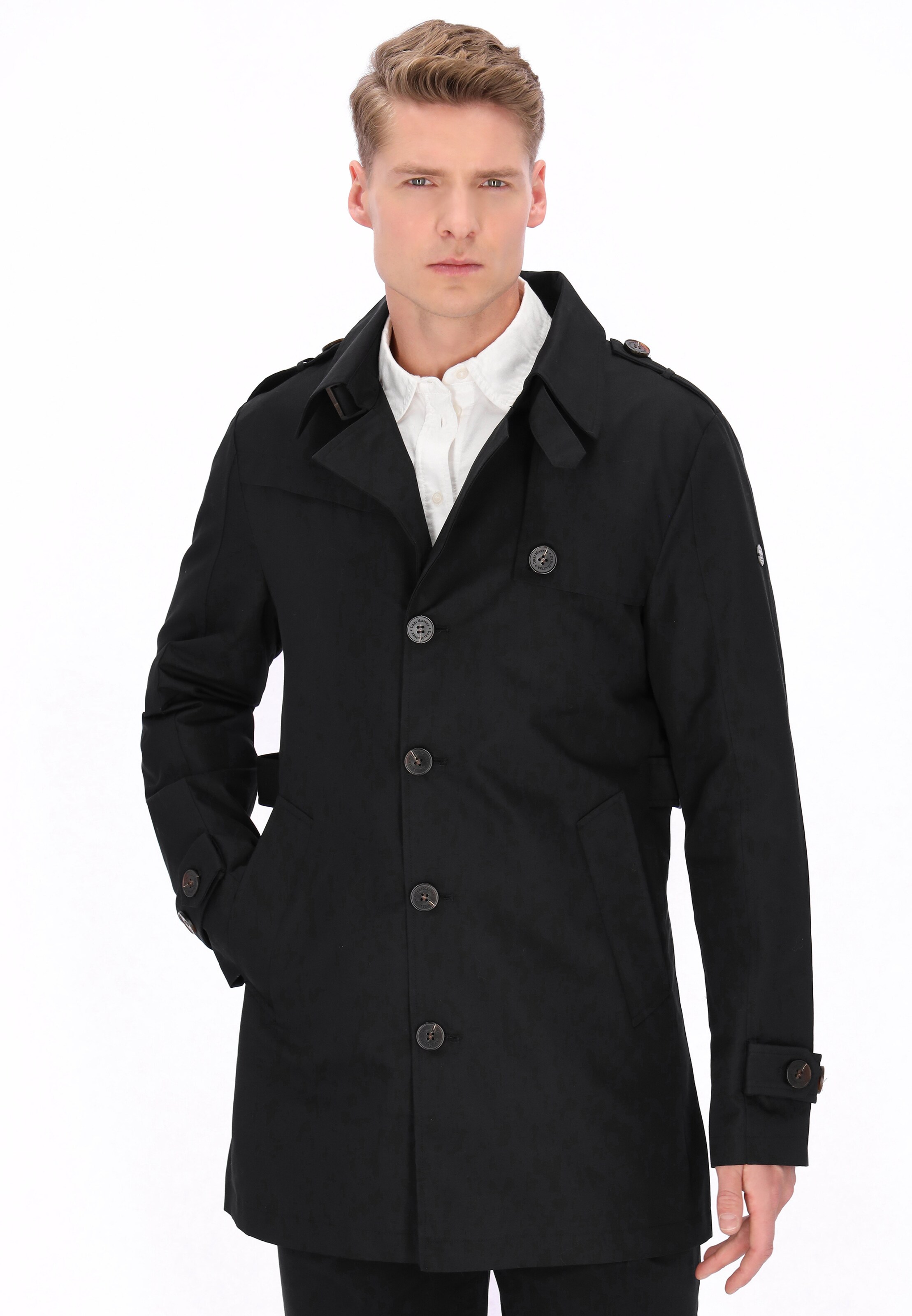 DreiMaster Klassik - Sobretudo meia-estação em preto: frente