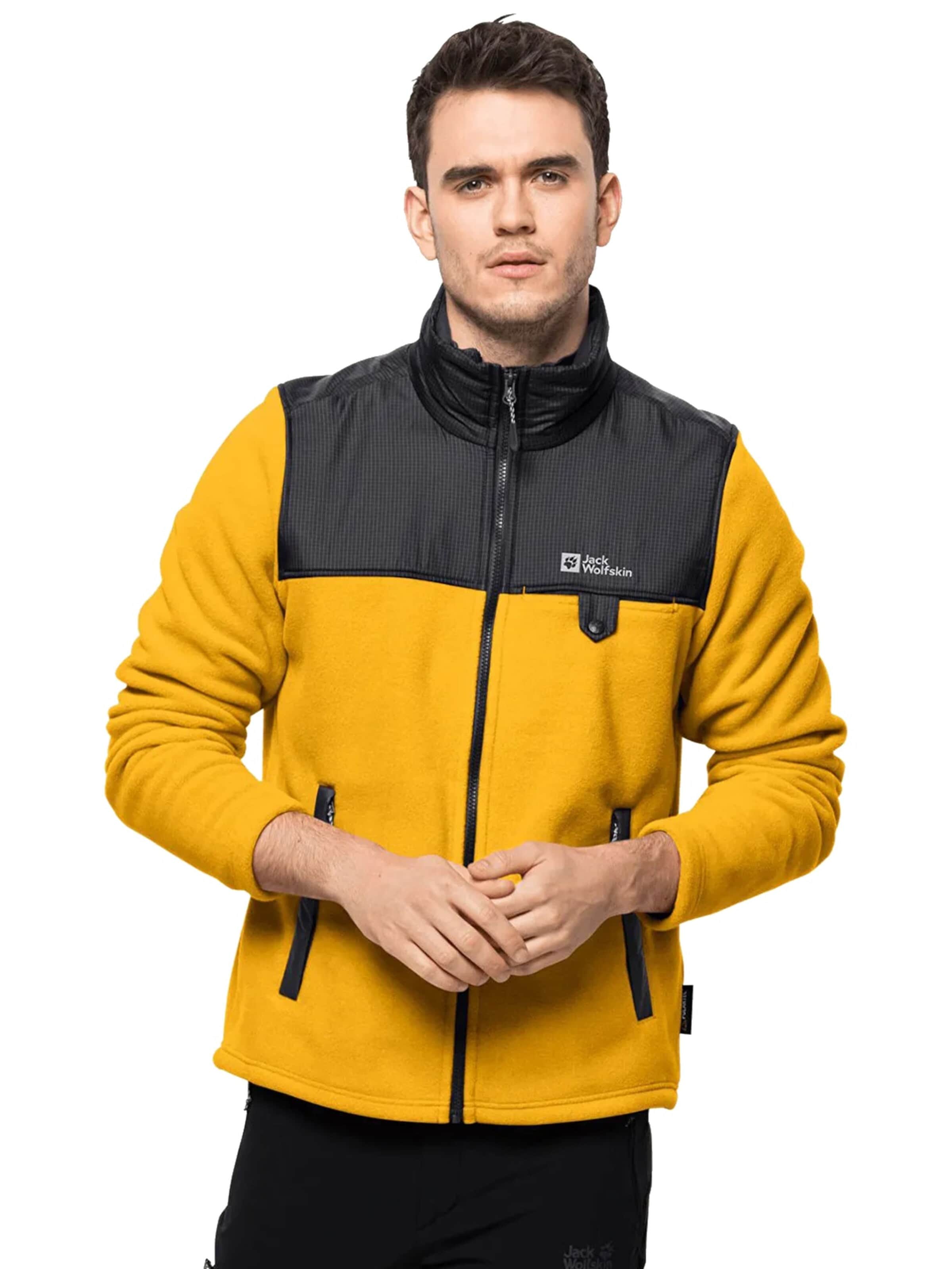 JACK WOLFSKIN Funktionele fleece-jas 'Jack Wolfskin Dna Grizzly Fleece FZ M' in Geel