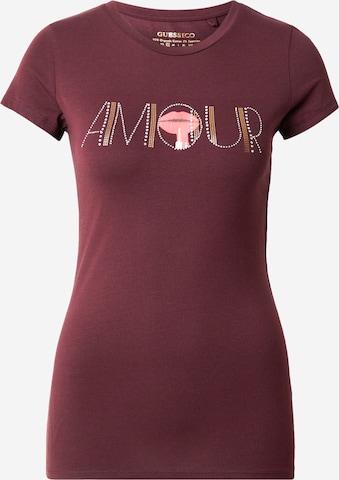 GUESS Тениска 'AMOUR' в лилав: отпред