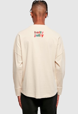 Merchcode Shirt 'Christmas Holly Jolly Mood' in Beige