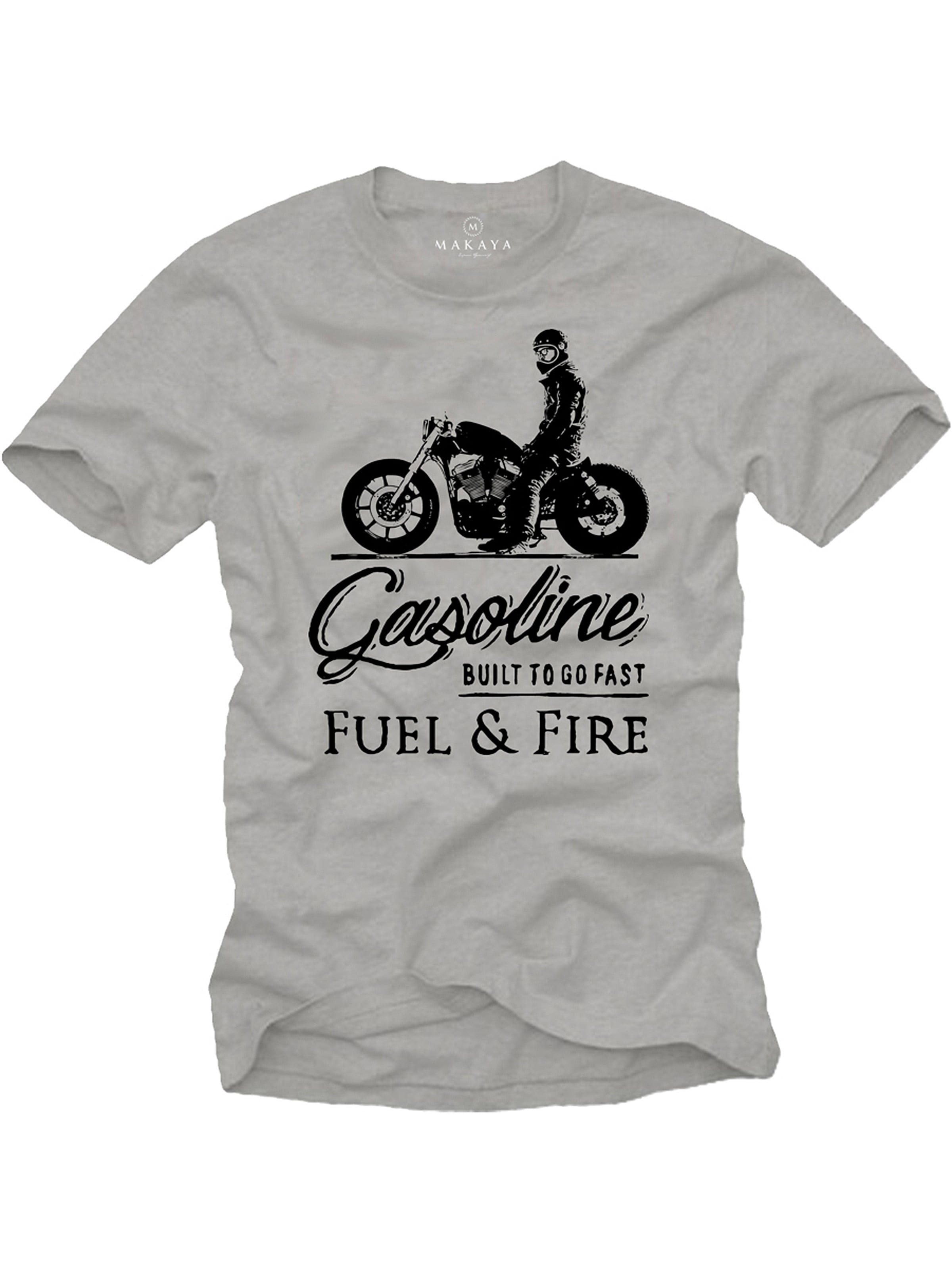 MAKAYA Shirt 'Gasoline Biker' in Grey: front