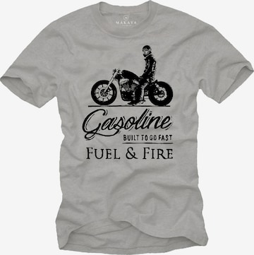 MAKAYA Shirt 'Gasoline Biker' in Grey: front