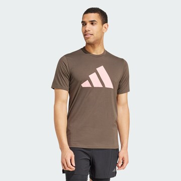 T-Shirt fonctionnel ADIDAS PERFORMANCE en marron : devant