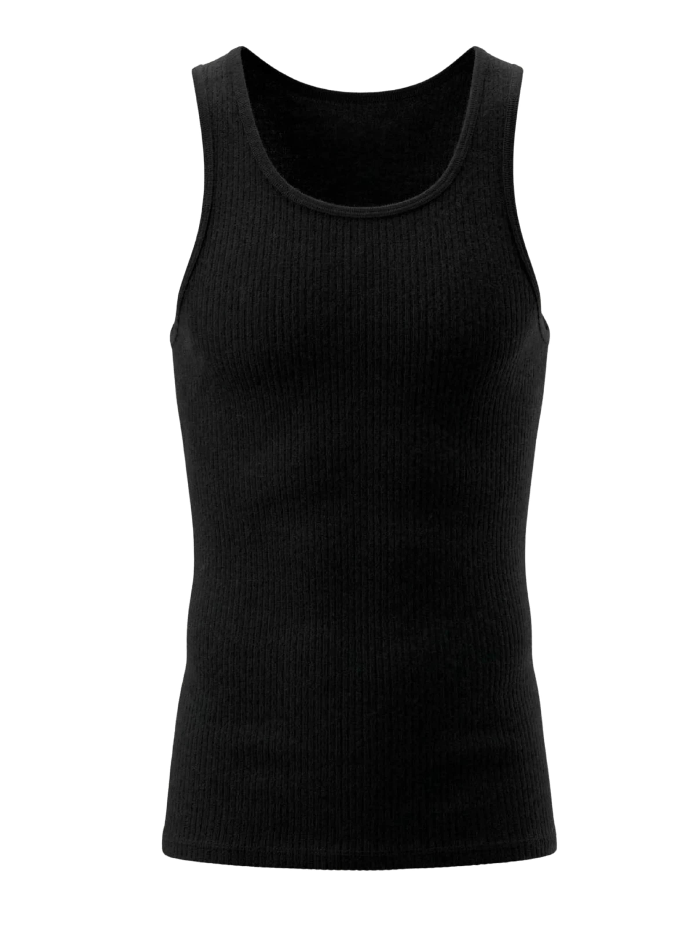 Top sportivo 'Men's Merino Wool Tank Top - Black | Breathable Gym Tank' di ZUBEK in nero: frontale
