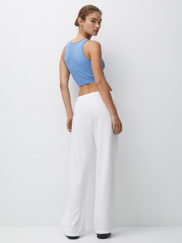 Pull&Bear Wide Leg Bukser i hvid