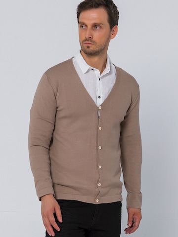 Ron Tomson Knit Cardigan in Beige: front