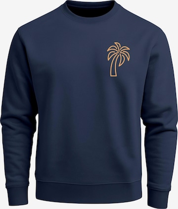 Neverless Sweatshirt 'Palm Lineart Logo' in Blue: front
