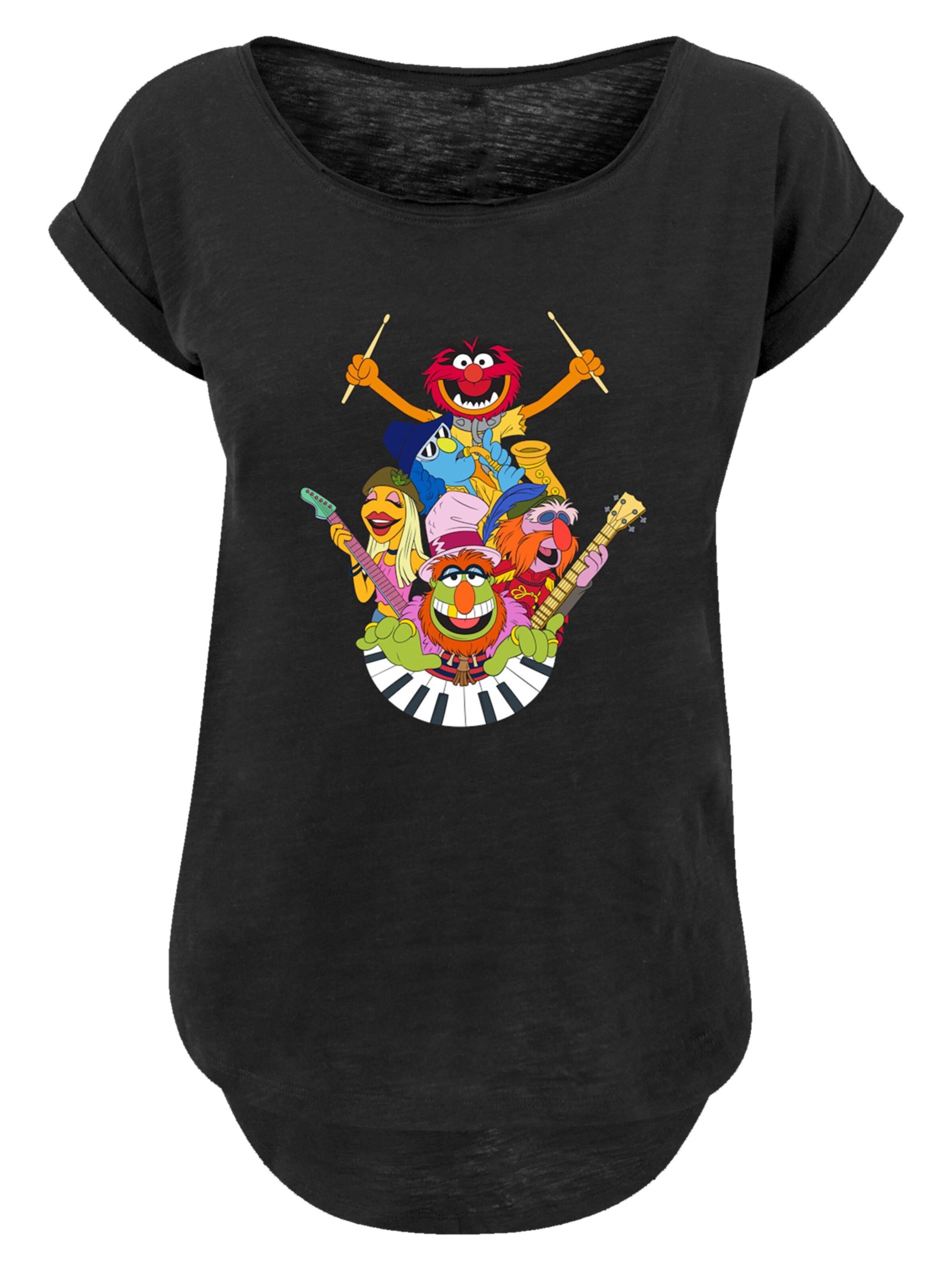 F4NT4STIC Shirt 'Disney Muppets-Dr.-Teeth-and-The-Electric-Mayhem' in Zwart: voorkant