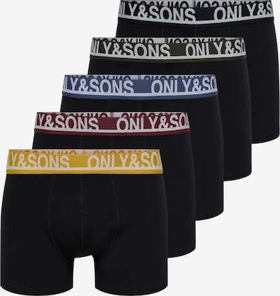 Boxer trumpikės 'ONSTrey' iš Only & Sons, spalva – mėlyna / citrinos spalva / tamsiai žalia / vyno raudona spalva / juoda, Prekių apžvalga