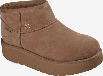 SKECHERS Enkellaarsje 'Keep Cozy Slip-In-Stiefeletten aus Leder' in Bruin: voorkant