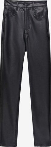 Skinny Pantaloni de la Pull&Bear pe negru: față