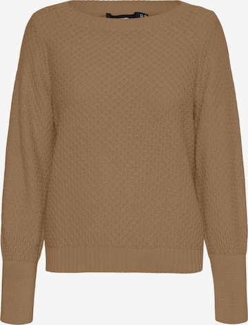 VERO MODA Trui 'WAFFY' in Bruin: voorkant
