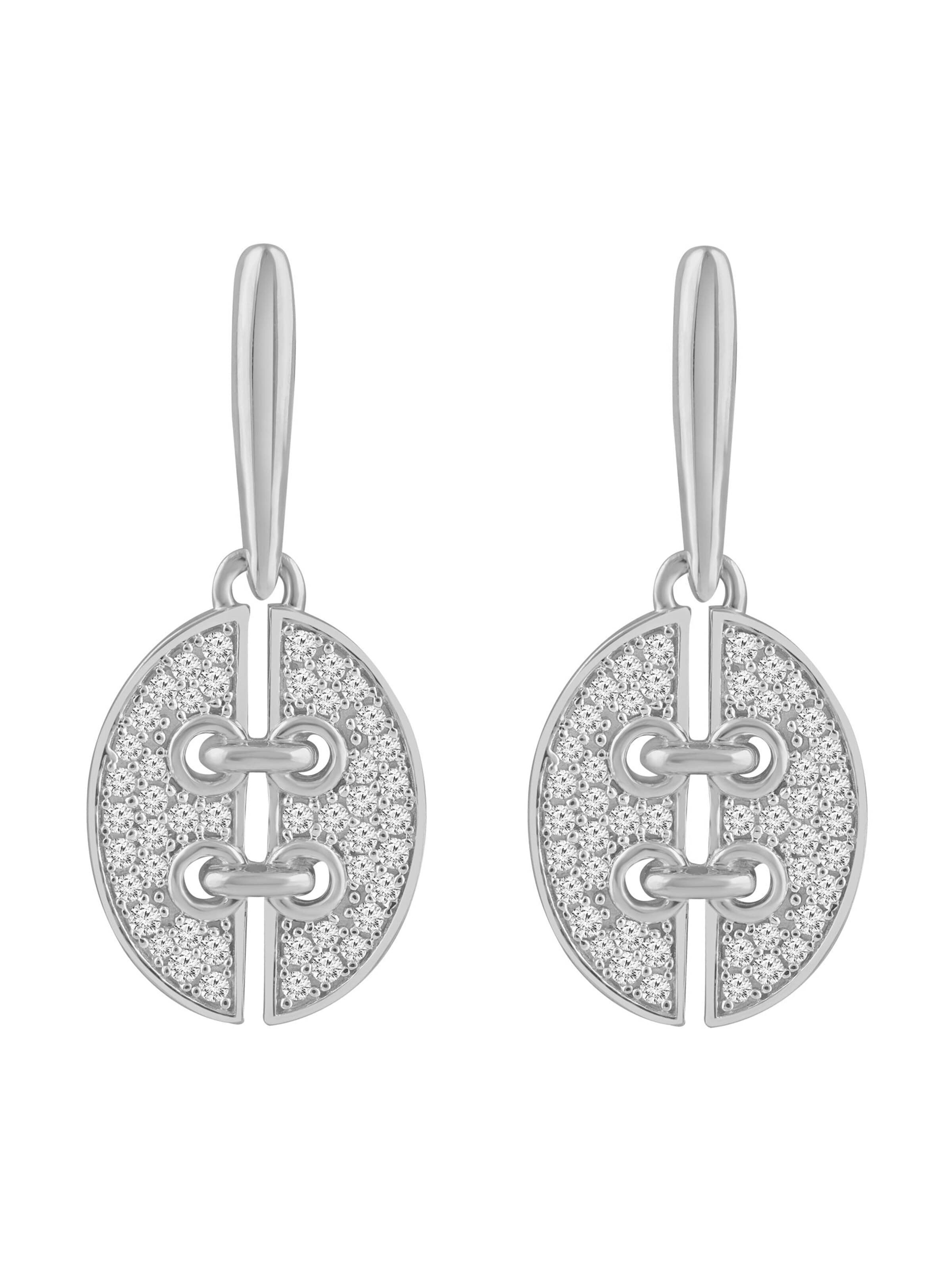 Diamant Exquis Earrings 'Ohrringe aus 585 Weißgold mit Diamant' in Silver: front