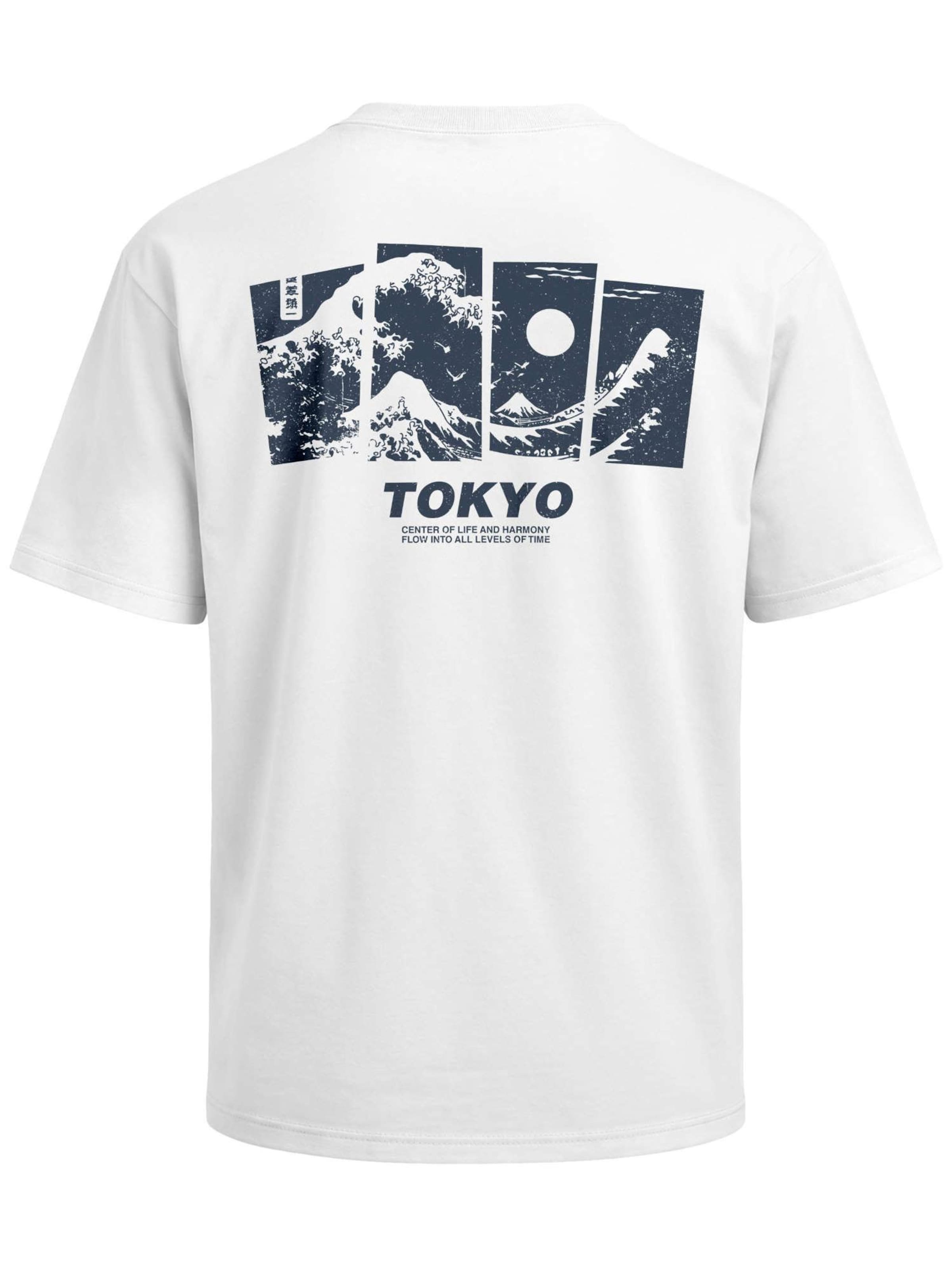 Neverless Shirt 'Tokyo Wave'‌ in Weiß: Vorderseite