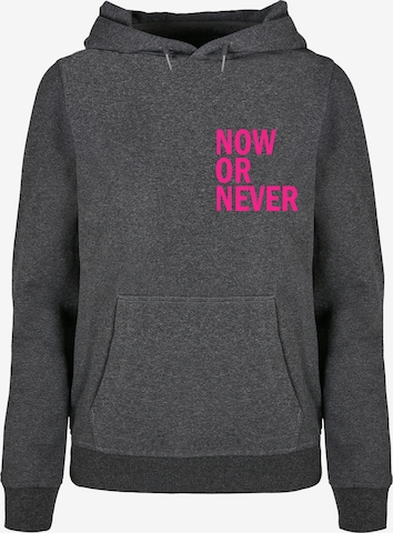 Merchcode Sweatshirt 'Now Or Never' in Grey: front