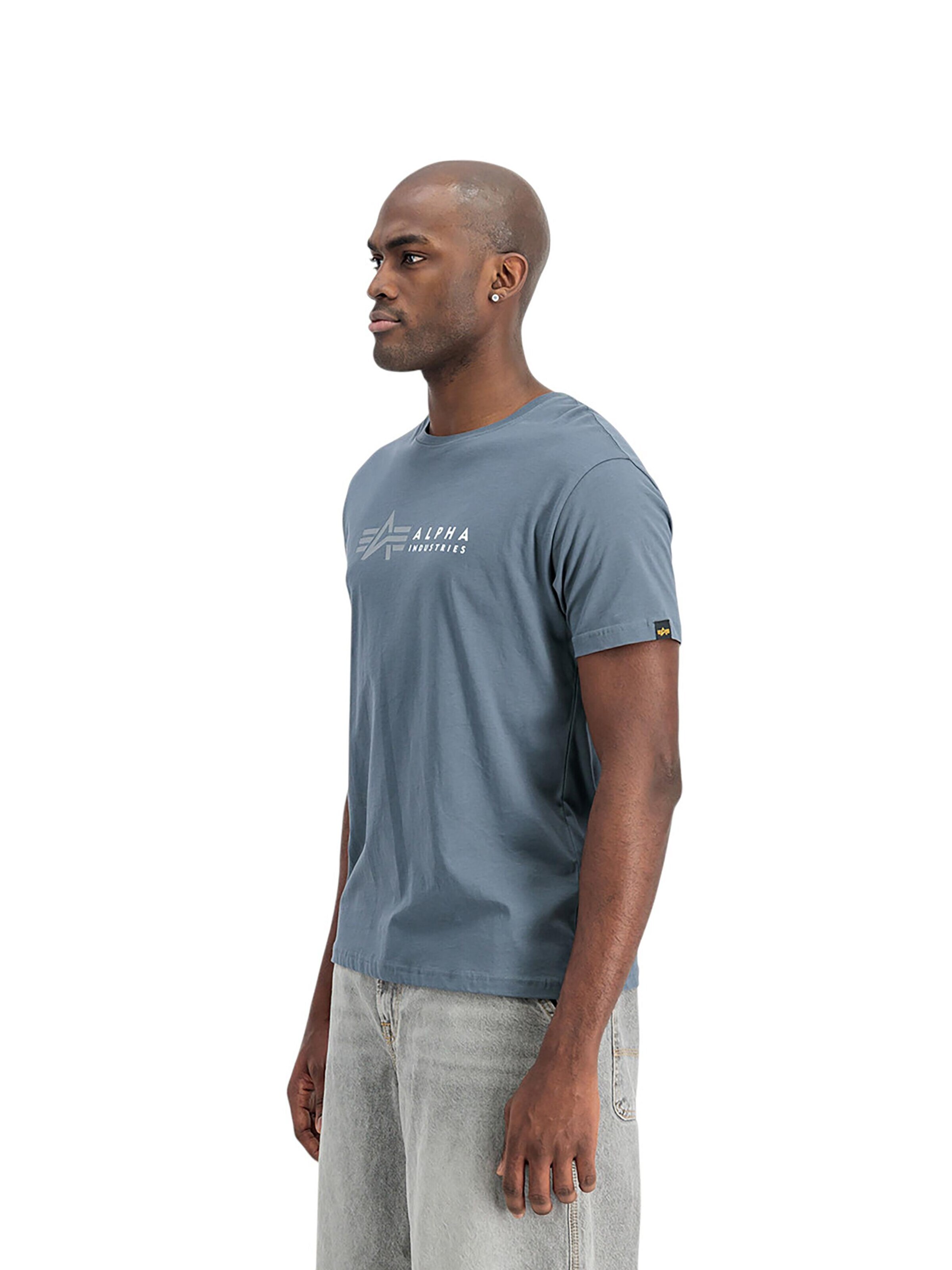 ALPHA INDUSTRIES Shirt 'Label' in Blue