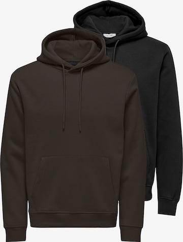 Only & Sons Sweatshirt 'Connor' in Brown: front