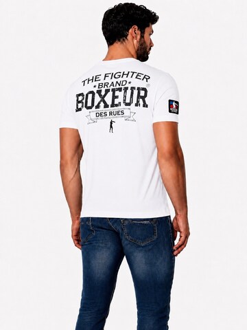 Boxeur des Rues - Camiseta 'Herren T-Shirt Slim Fit Boxeur des Rues, Weiß, Schwarzes Logo, Premium-Baumwolle' en blanco
