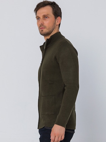 Ron Tomson Knit Cardigan in Green: front