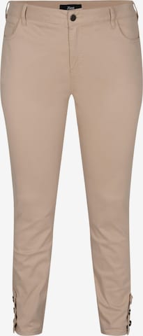 Zizzi Jeans 'Amy' in Beige: voorkant