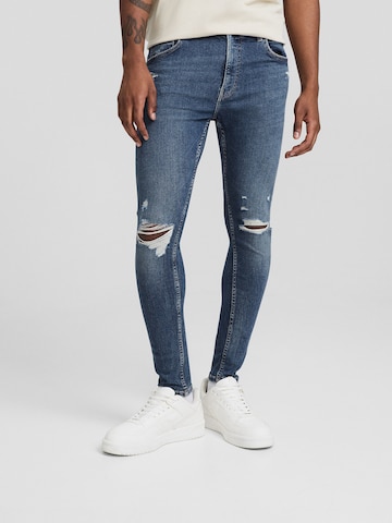 Bershka Skinny Jeans in Blue: front