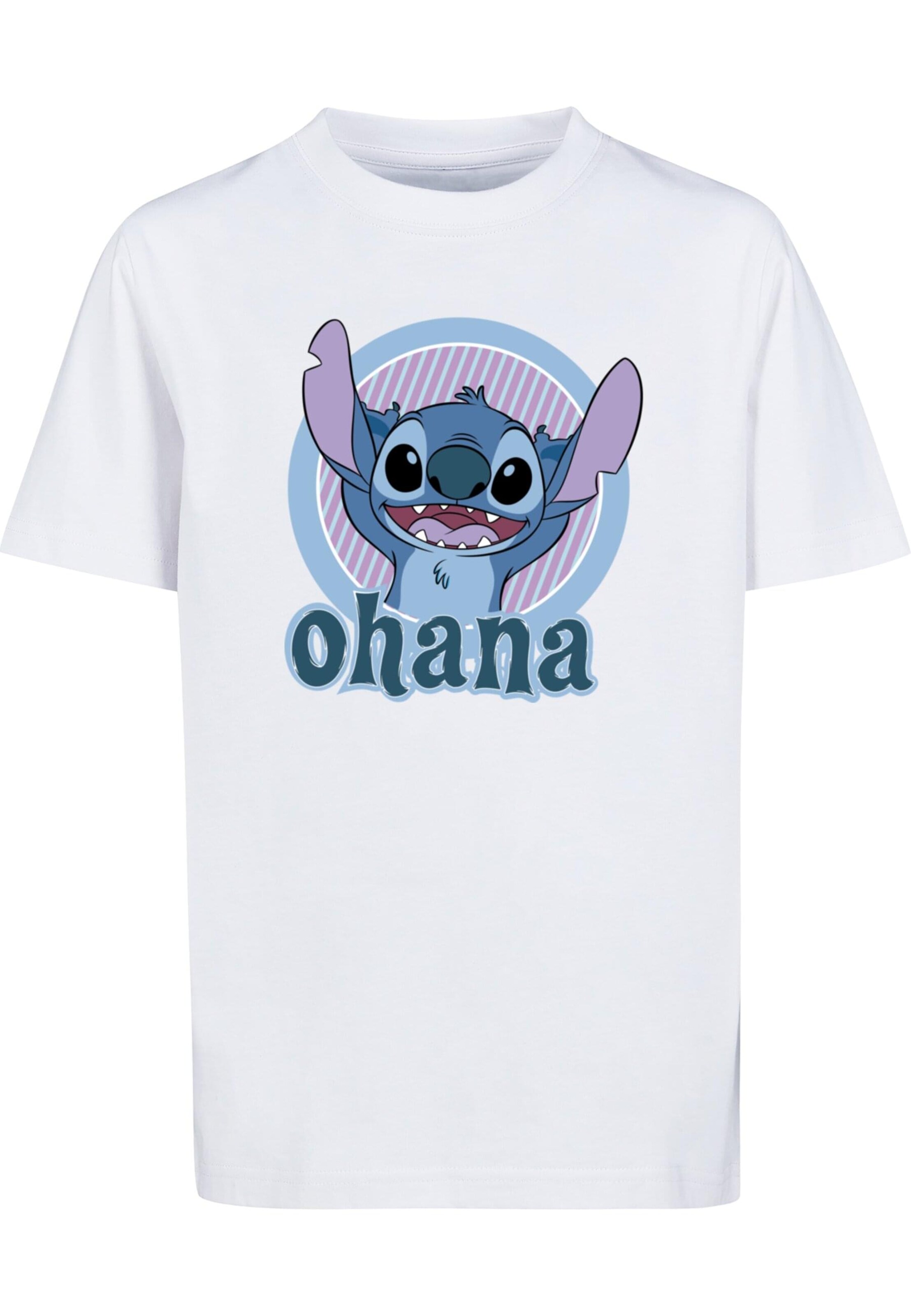 ABSOLUTE CULT Shirt 'Lilo And Stitch - Ohana Circle' in White: front