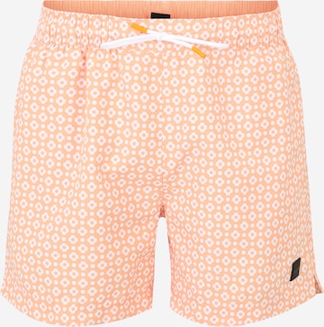 BOSS Black Board Shorts 'Vibe' in Orange: front