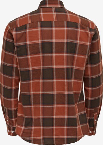 Only & Sons Regular fit Button Up Shirt in Brown