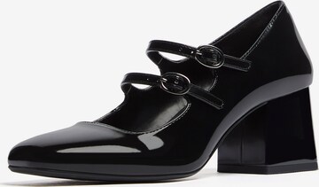 Bershka Дамски обувки на ток с отворена пета в черно: отпред