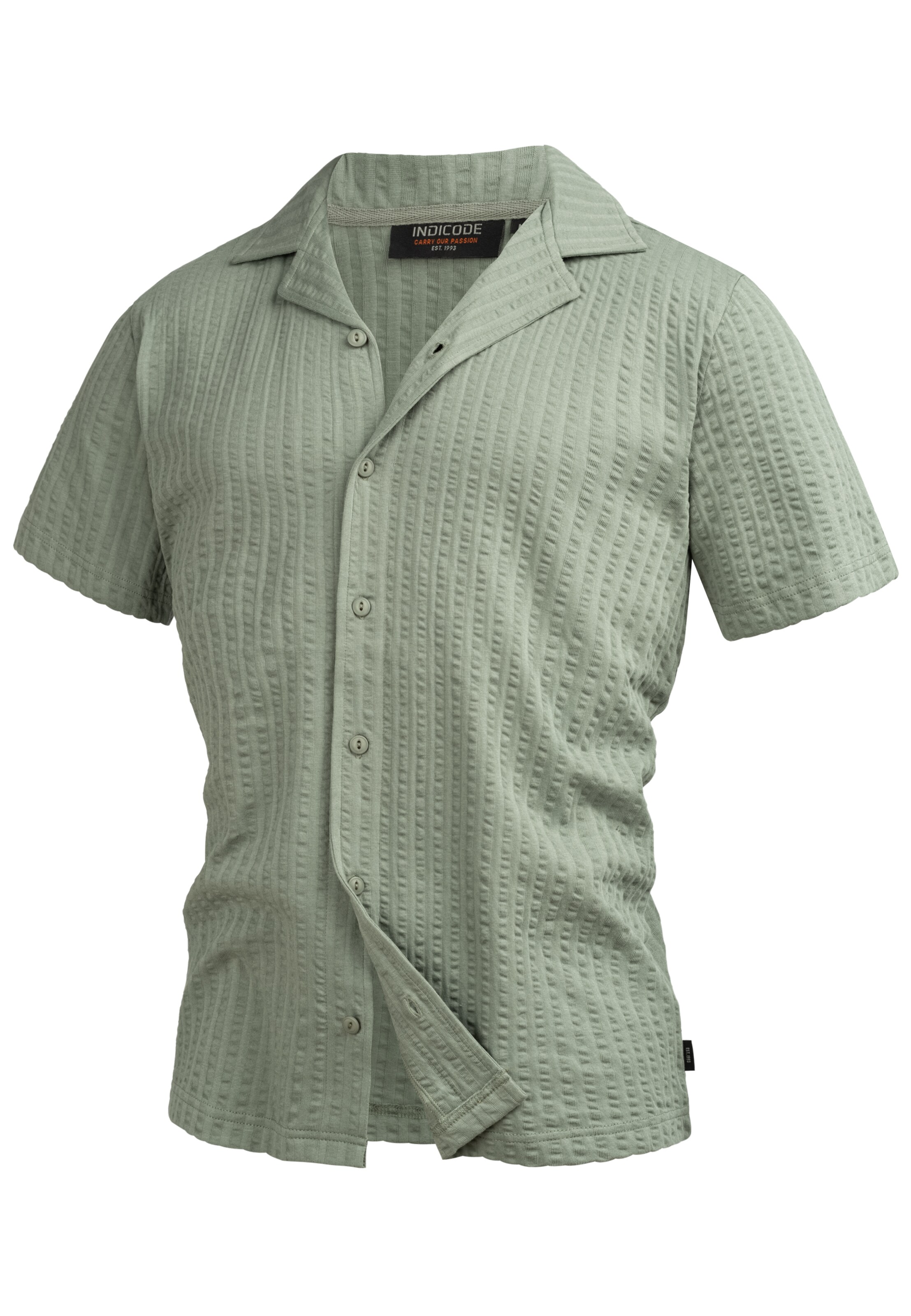 INDICODE JEANS Button Up Shirt 'Crepe' in Green: front
