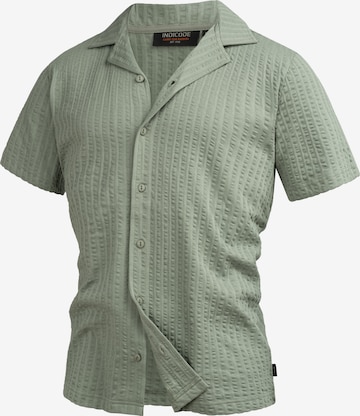 INDICODE JEANS Regular Fit Hemd 'Crepe' in Grün: Vorderseite