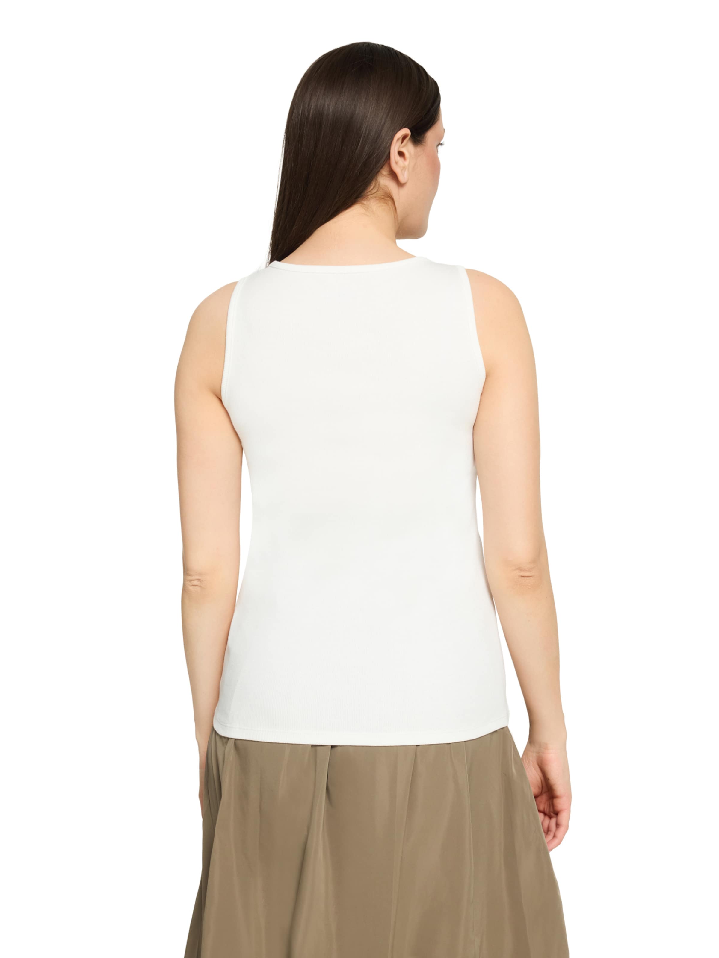 Cartoon Basic-Top mit Rundhalsausschnitt in Weiß