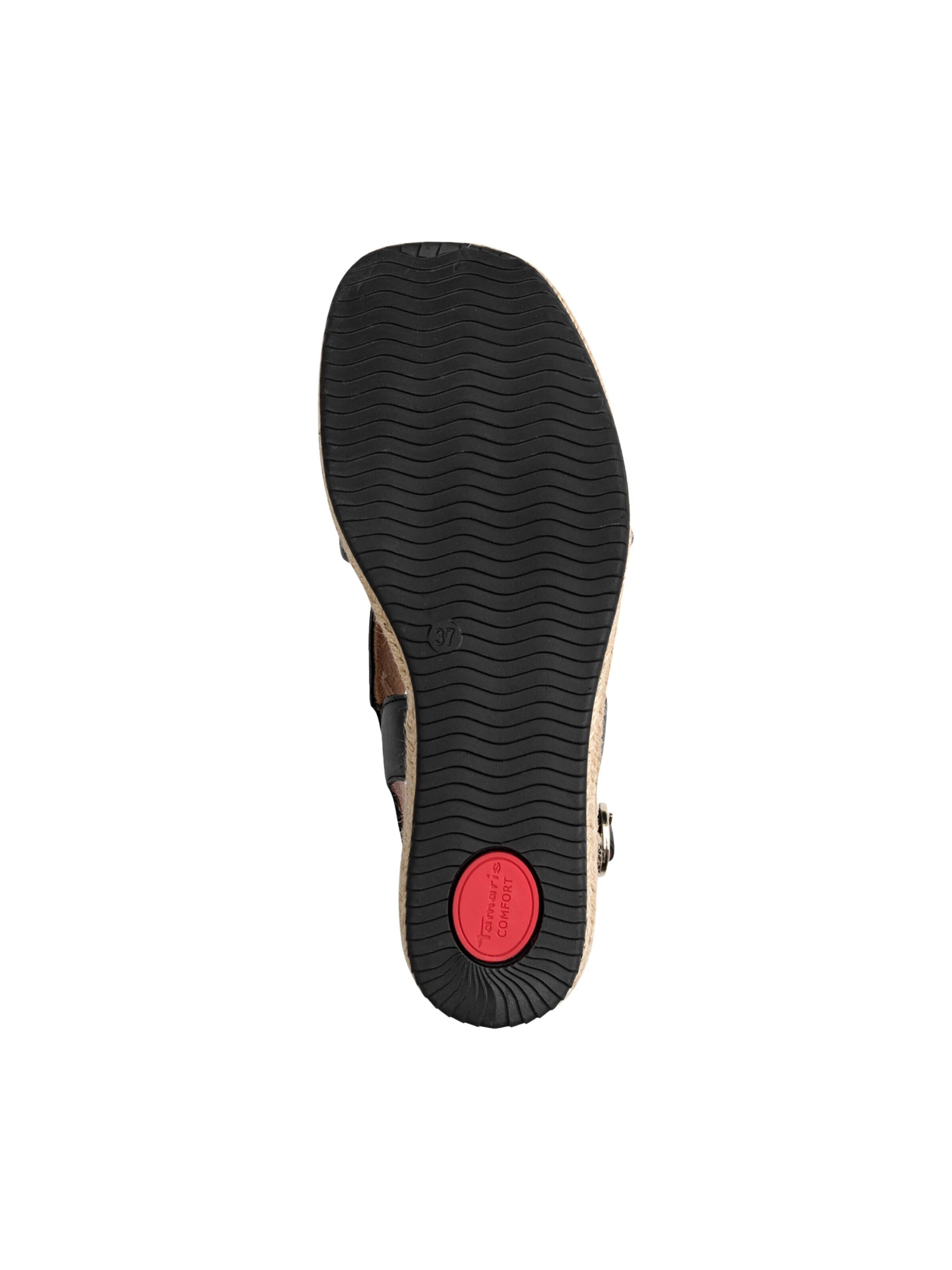 Tamaris Sandaal 'Ledersandalen mit Keilabsatz – Comfort' in Zwart