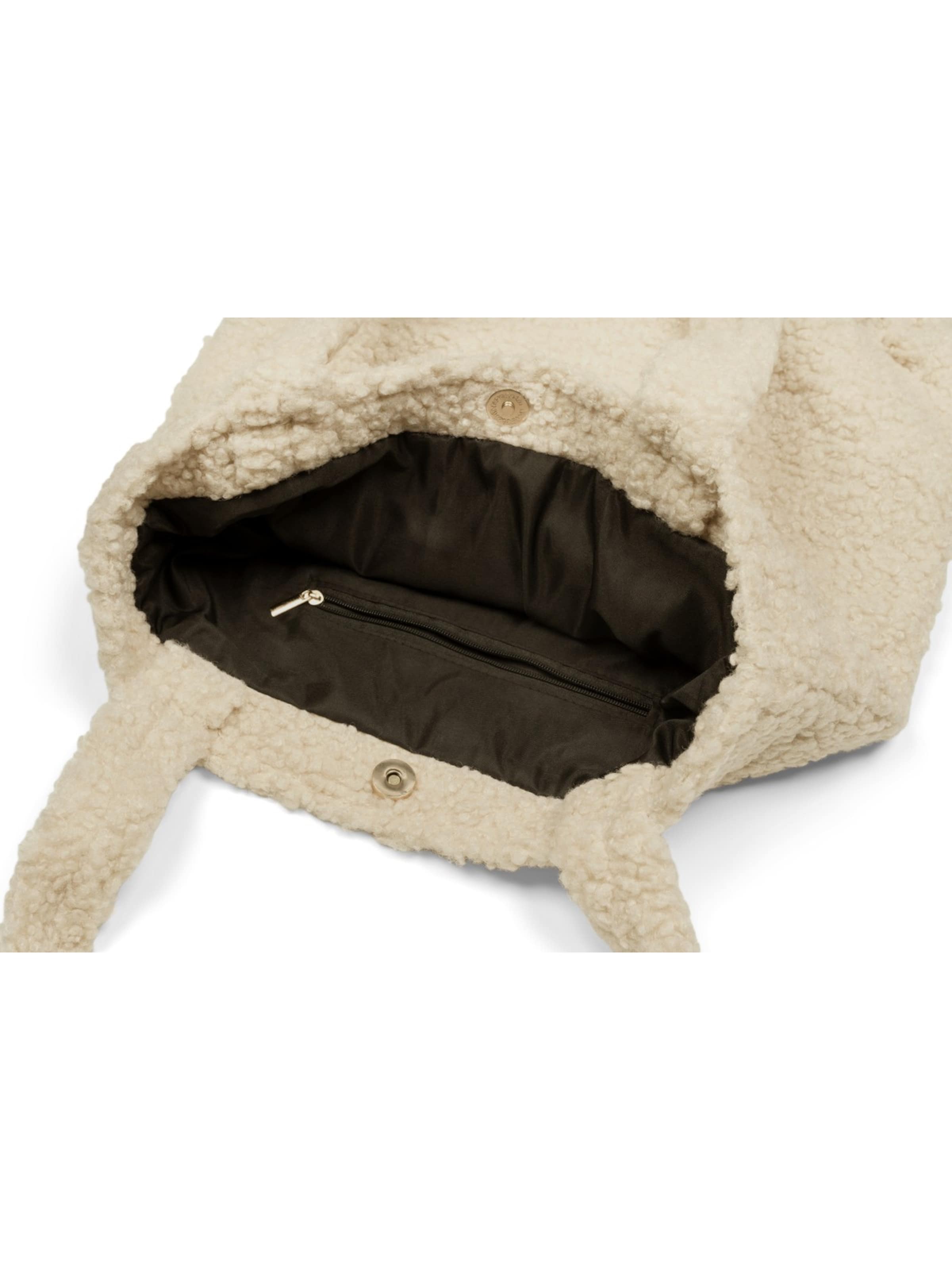 styleBREAKER Schultertasche 'Teddyfell Beuteltasche'‌‌‌‌‌‌ in Beige