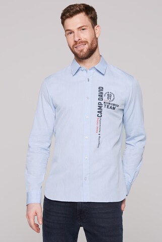 CAMP DAVID Slim fit Button Up Shirt in Blue: front