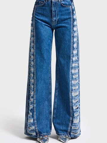 IT'S BASIC Flared Jeans 'RHINESTONE FLARE MID RISE JEANS' in Blue