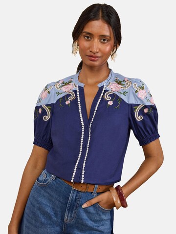 love & roses Blouse in Blauw: voorkant