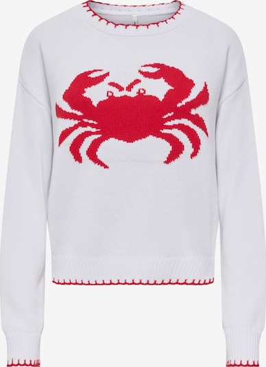 ONLY Pullover 'ONLElise' in XS in kirschrot / weiß, Produktansicht