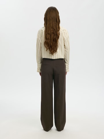 Wide Leg Pantalon à plis SELECTED en marron