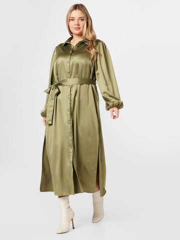River Island Plus Shirt Dress in Green: front