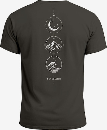 Neverless Shirt 'Berg Mond Welle' in Grau: Vorderseite