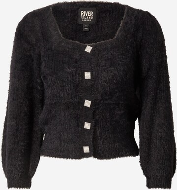 River Island Gebreid vest in Zwart: voorkant