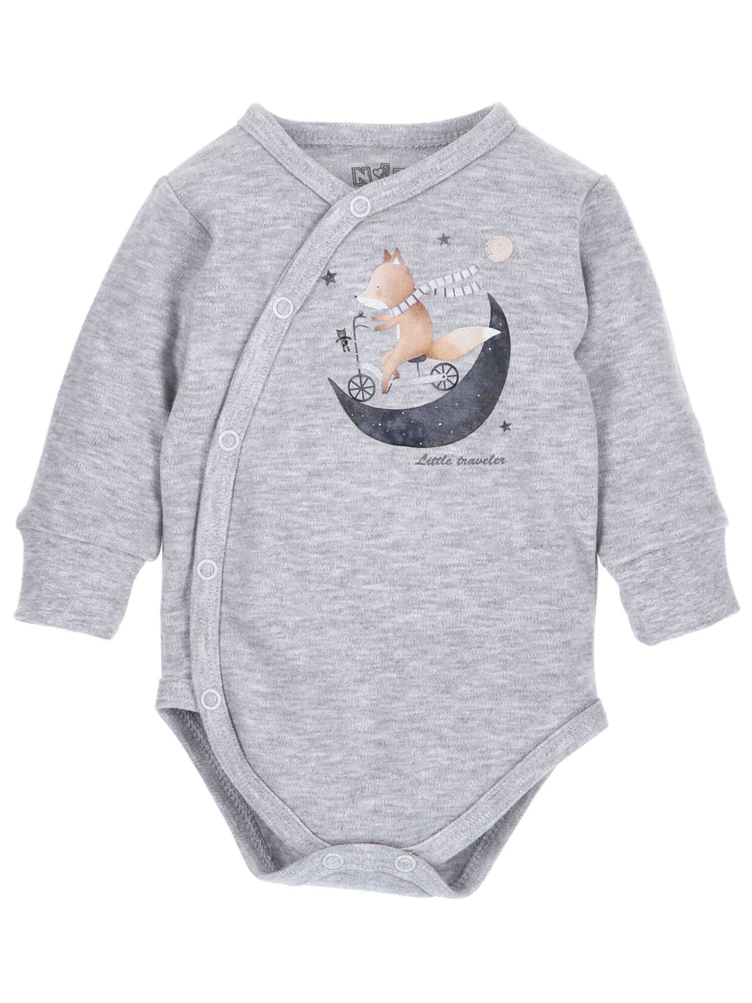 NINI Romper/Bodysuit 'Fuchs' in Grey: front