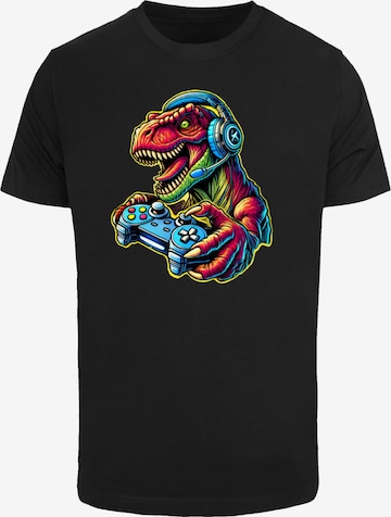 F4NT4STIC Shirt 'Dinosaurier Gamer' in Black: front