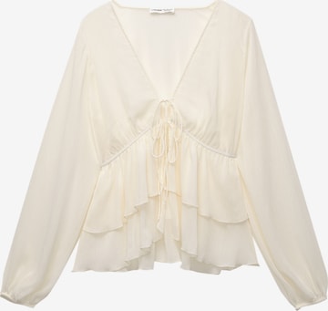 Pull&Bear Блуза в бяло: отпред