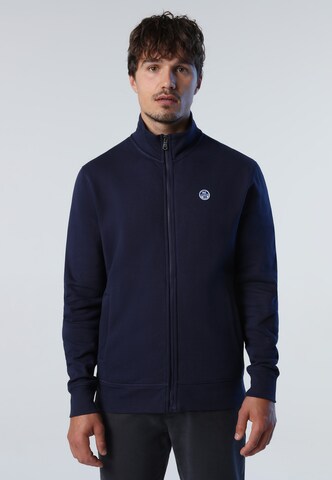 North Sails Zip-Up Hoodie in Blue: front