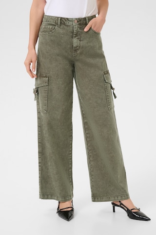 Cream Loose fit Cargo trousers 'CRMelanie' in Green