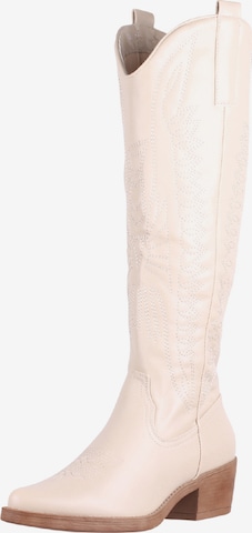 Bottes de cowboy Elara en beige : devant