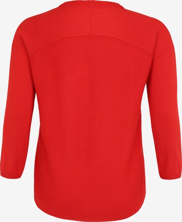 Doris Streich Strickpullover mit applizierten Taschen in Rot