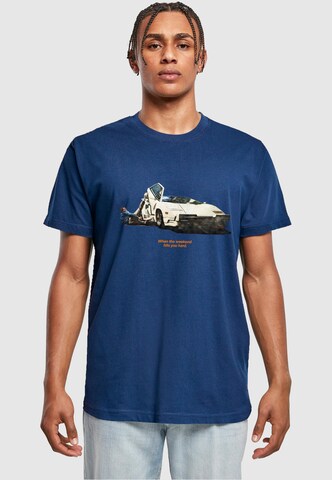 T-Shirt 'Weekend Wolf' Mister Tee en bleu : devant